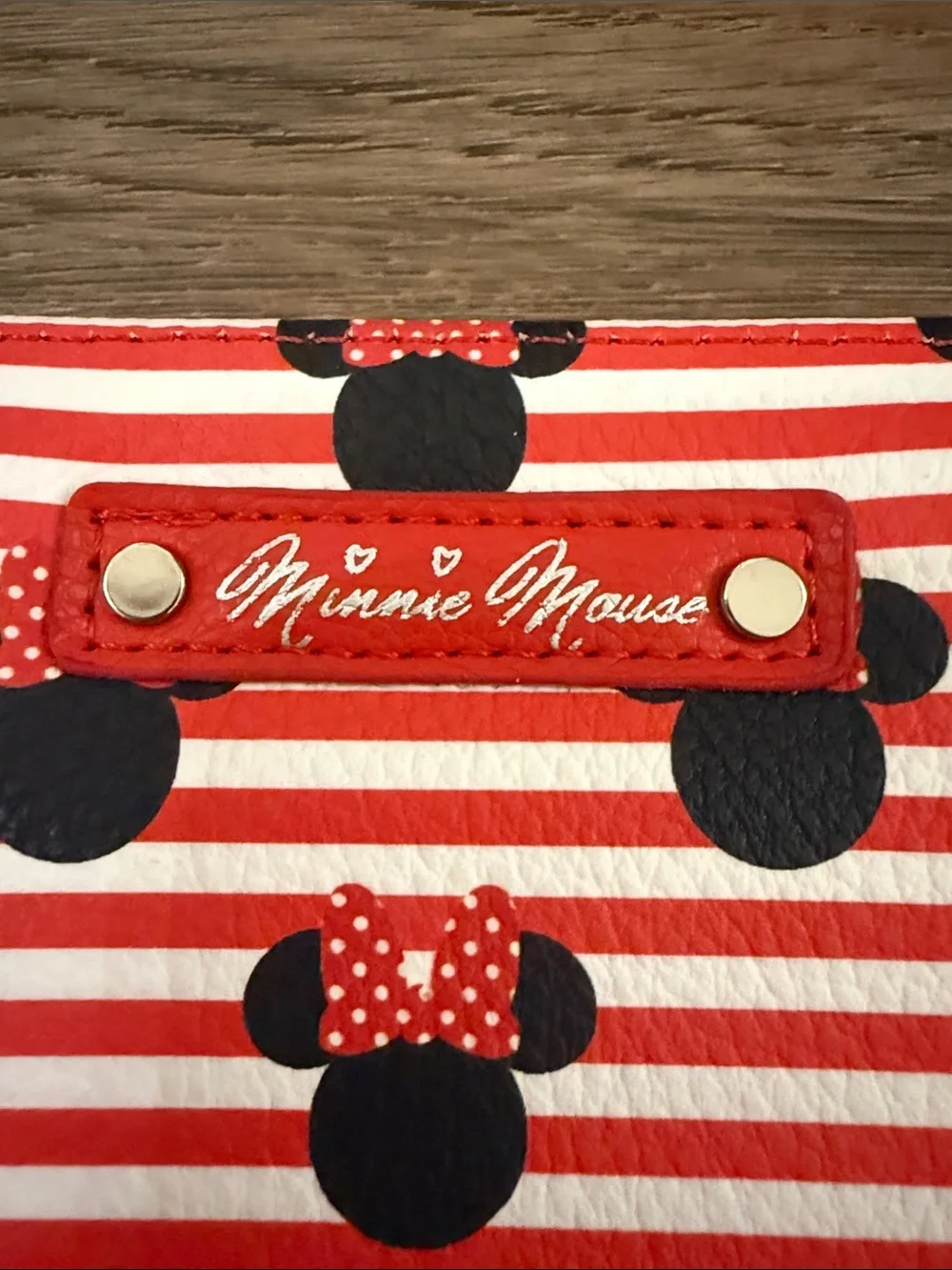 Disney Minnie Mouse Red and White Stripe Zip Wallet